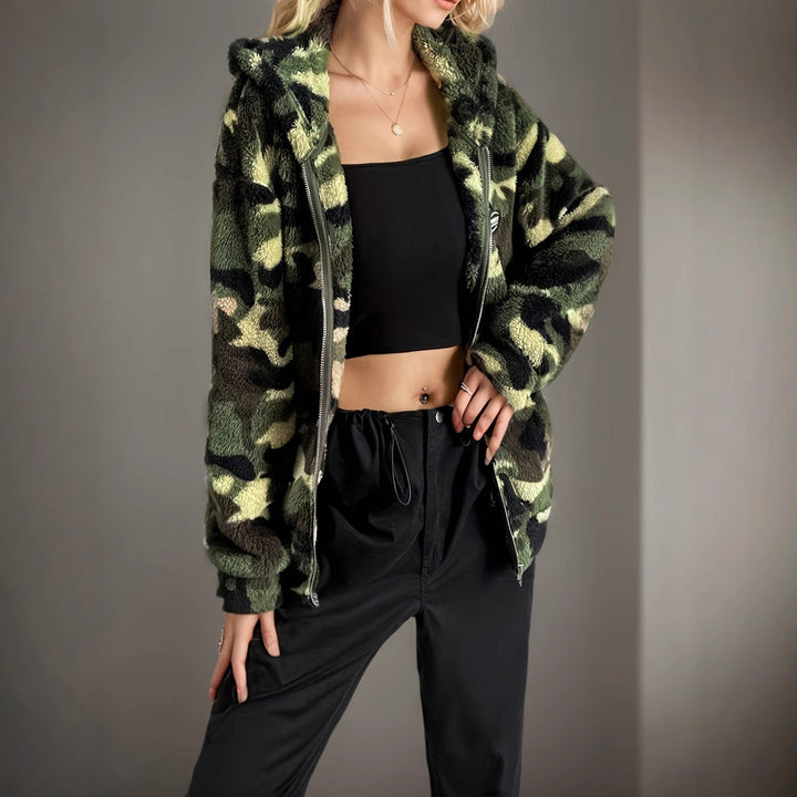 Women's Casual Camouflage Hooded Jacket