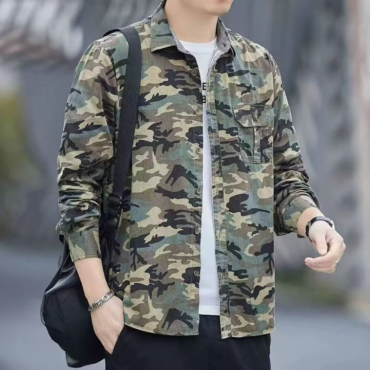 Men's Retro Loose Camouflage Long Sleeve Jacket